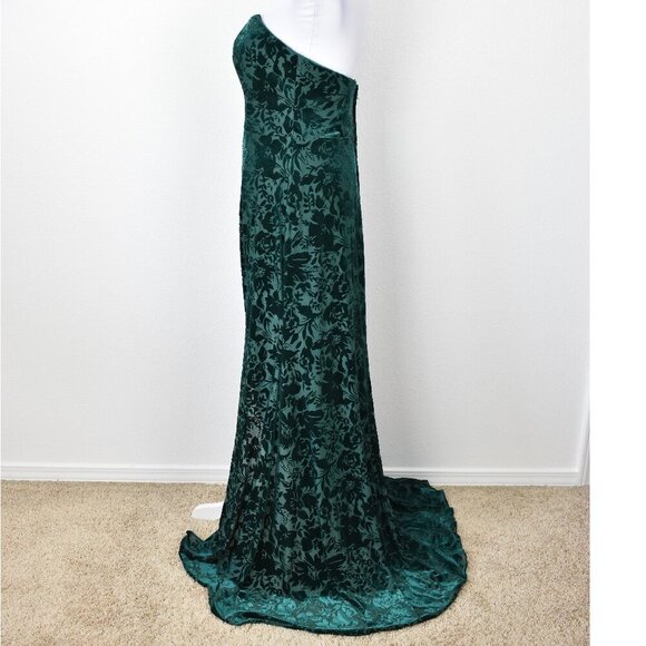 Mori Lee Strapless Floral Velvet Bridesmaid Dress - 8/10 - Picture 7 of 11